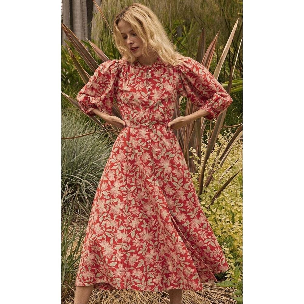 Doen Edessa Maxi Cotton Silk Dress Jardin Majorelle XS Cottage